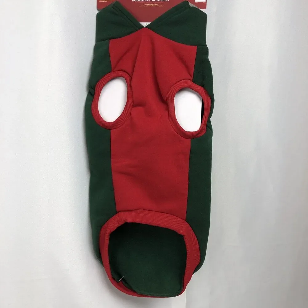 Santas Cookie Tester Holiday Pet Sweatshirt Large Green & Red Hoodie New w/ Tags